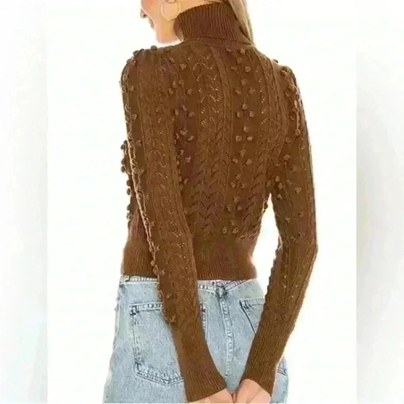 Tularosa “Achilles” Cropped Turtleneck Sweater In Chocolate Size Large NWOT! - Picture 3 of 9